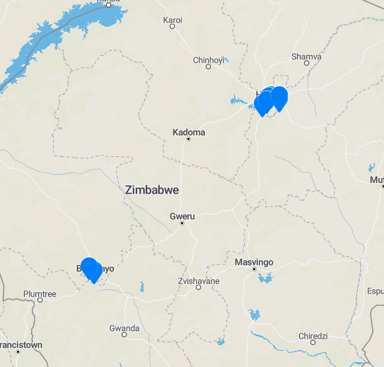 Map AHF Zimbabwe